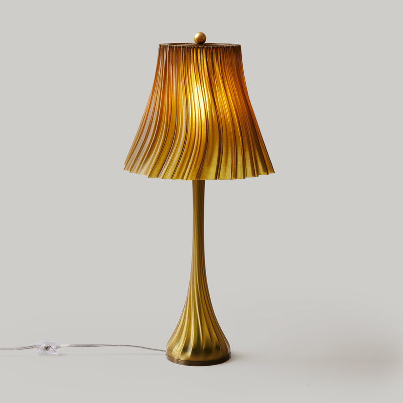 Pleat table lamp with sculptural 3D-printed folded shade