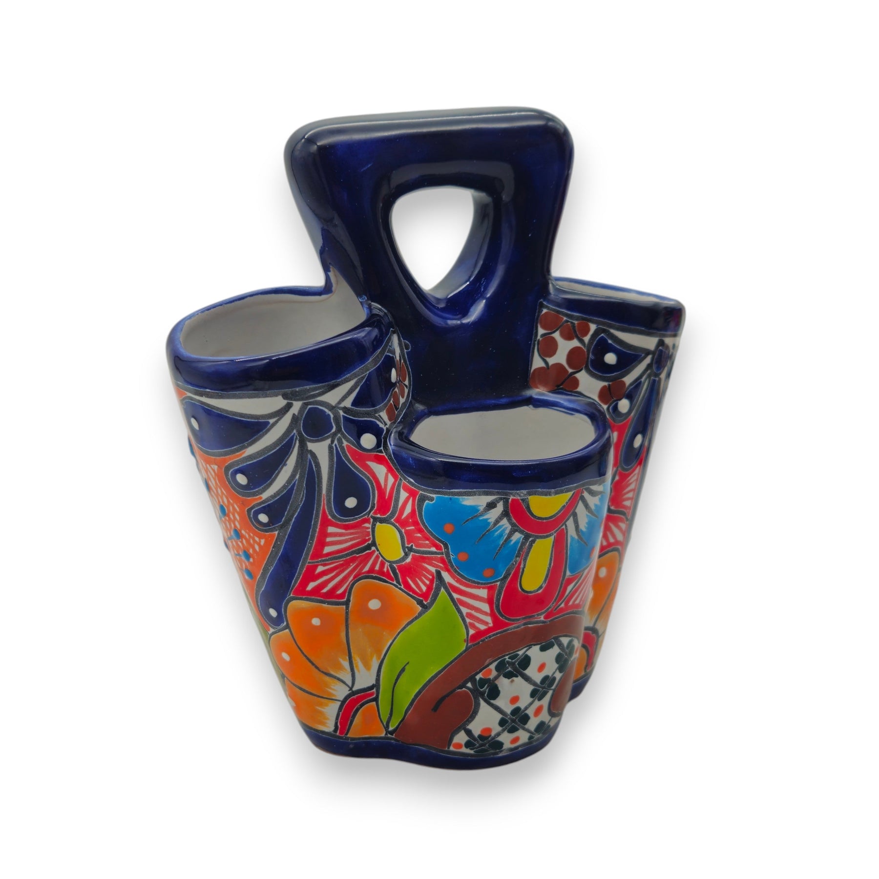Colorful ceramic utensil holder for spoons and spatulas