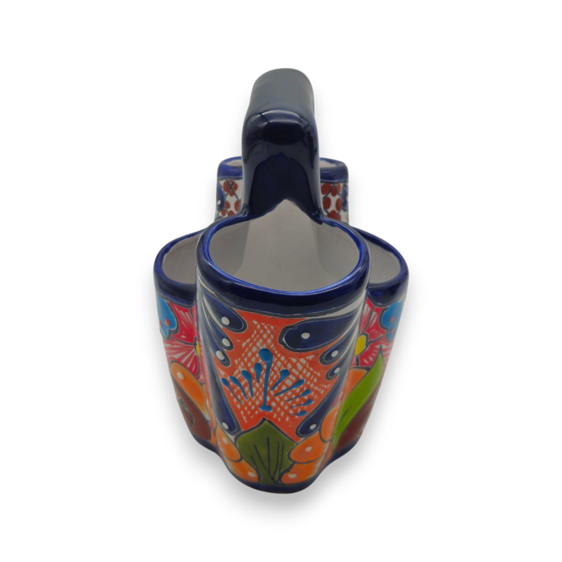 Talavera ceramic utensil holder styled for kitchen counter