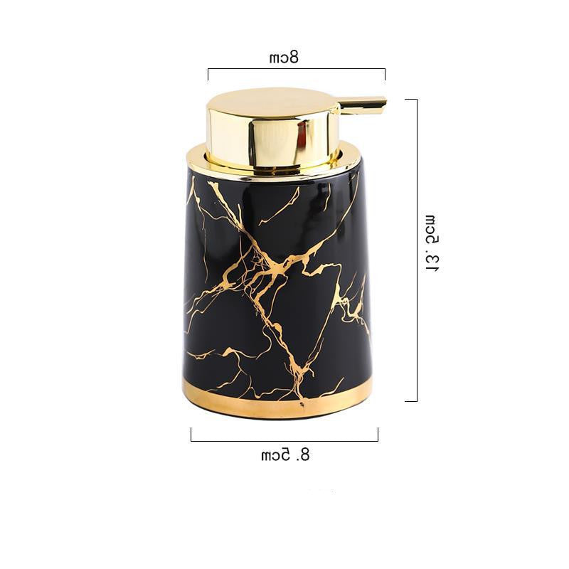 Ceramic foaming soap dispenser styled near sink