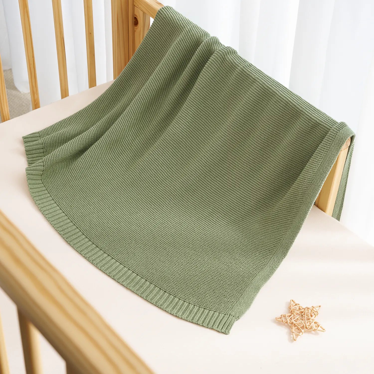Sage baby blanket for stroller, nursery, and tummy time
