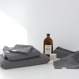 Dark grey bath towel with soft honeycomb weave