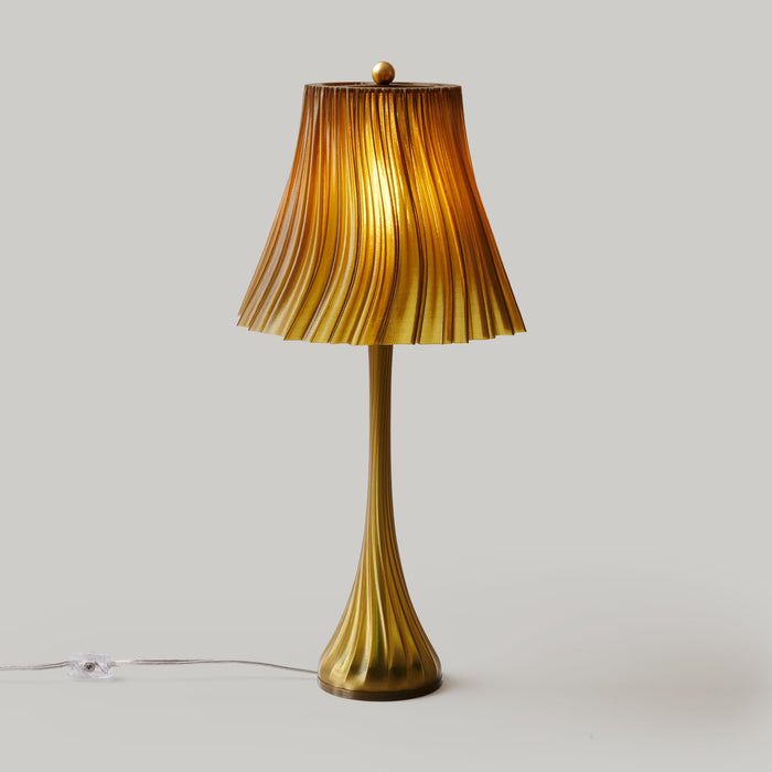 Pleat table lamp with sculptural 3D-printed folded shade