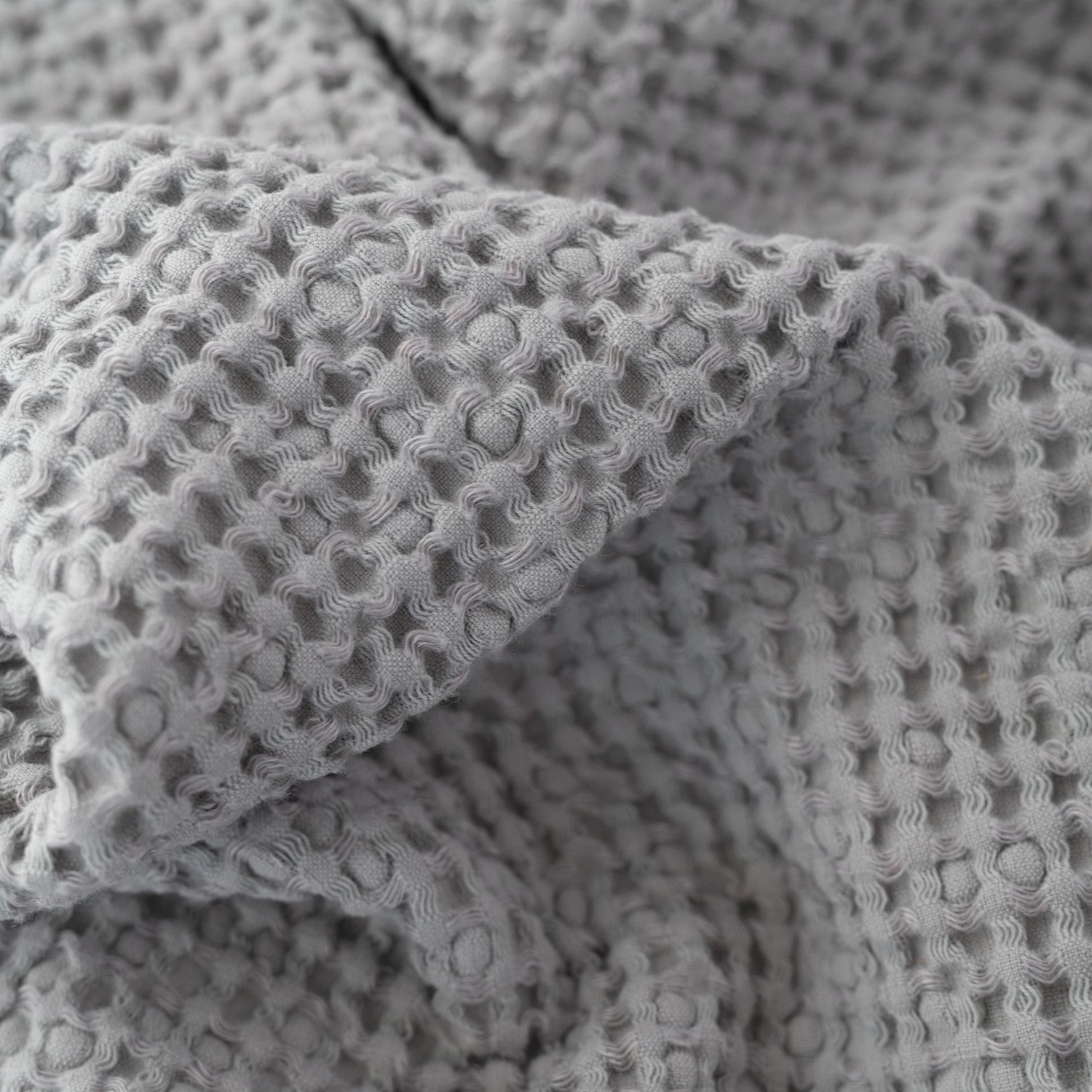 Linen Tales Light Grey Linen & Cotton Honeycomb Waffle Towel Set