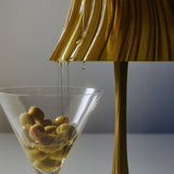 Close view of pleated 3D-printed table lamp texture
