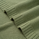 Cotton knit baby blanket in calm sage color