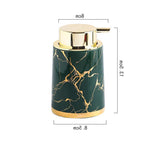 Foaming soap dispenser pump and ceramic bottle detail
