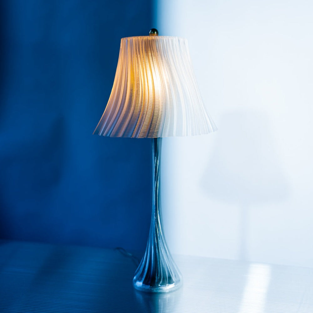 Clear Pleat table lamp product view.
